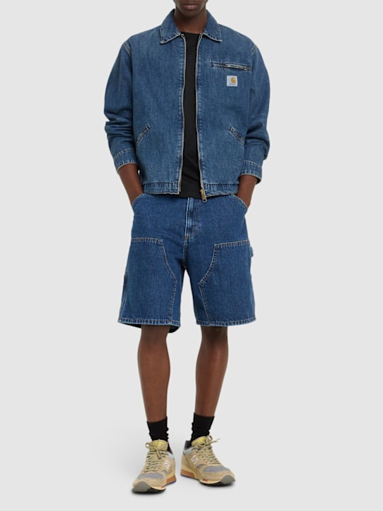 Carhartt WIP: Double Knee cotton denim shorts - Blue Stone Wash - men_1 | Luisa Via Roma