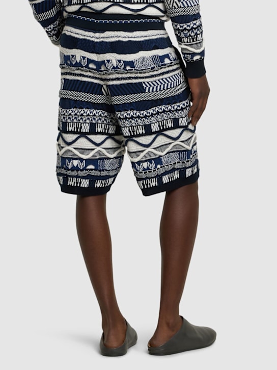 Laneus: Knitted Bermuda shorts - Blu/Blue - men_2 | Luisa Via Roma