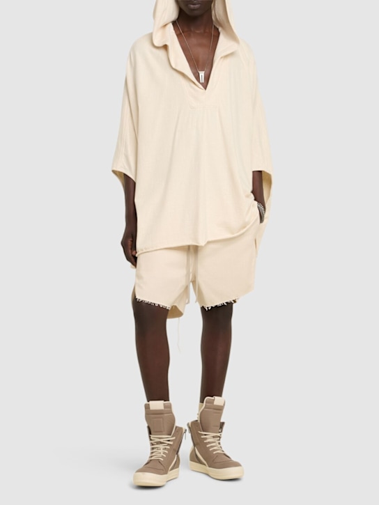 Rick Owens: Hooded kaftan - Natural - men_1 | Luisa Via Roma