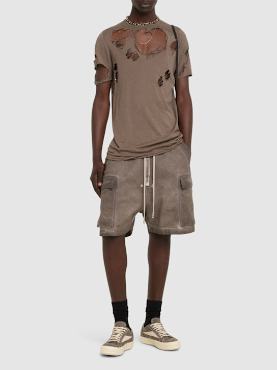Rick Owens DRKSHDW: Level T distressed t-shirt - Dust - men_1 | Luisa Via Roma