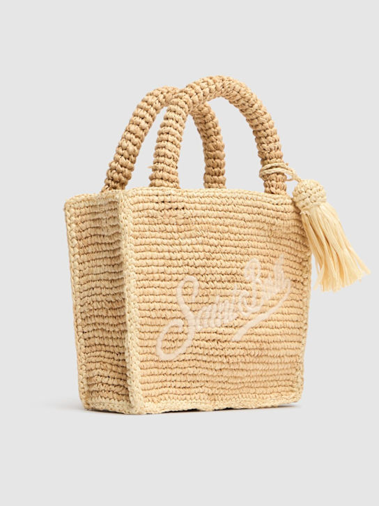 Mc2 Saint Barth: Logo embroidery straw tote bag - Beige - kids-girls_1 | Luisa Via Roma