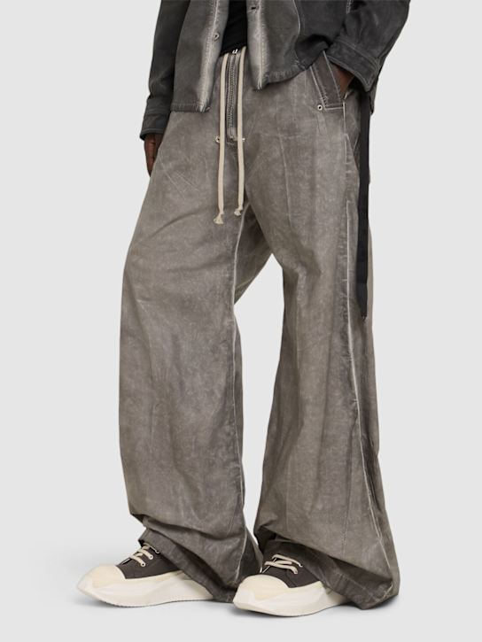 Rick Owens DRKSHDW: Abstract denim low sneakers - Dark Dust/Milk - men_1 | Luisa Via Roma