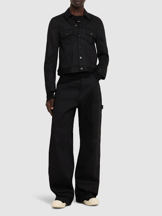 Rick Owens DRKSHDW: Denim trucker jacket - Black - men_1 | Luisa Via Roma