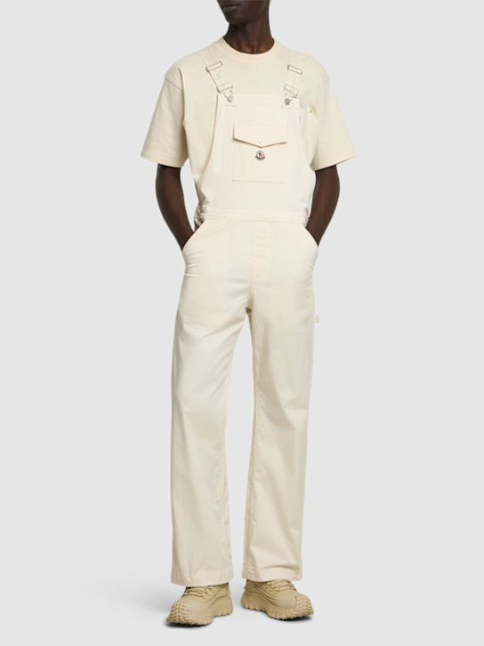 Moncler: Cotton blend gabardine overalls - White - men_1 | Luisa Via Roma
