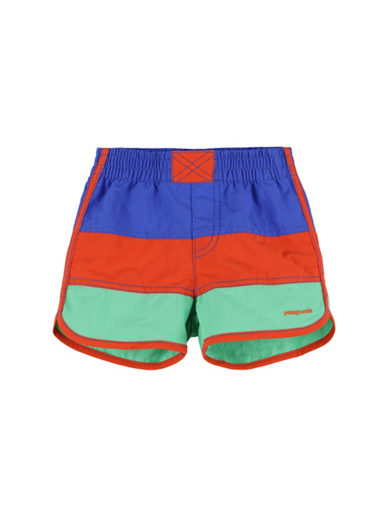 Patagonia: Striped recycled nylon swim shorts - kids-boys_0 | Luisa Via Roma