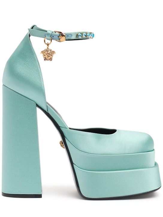 155mm Platform satin pumps