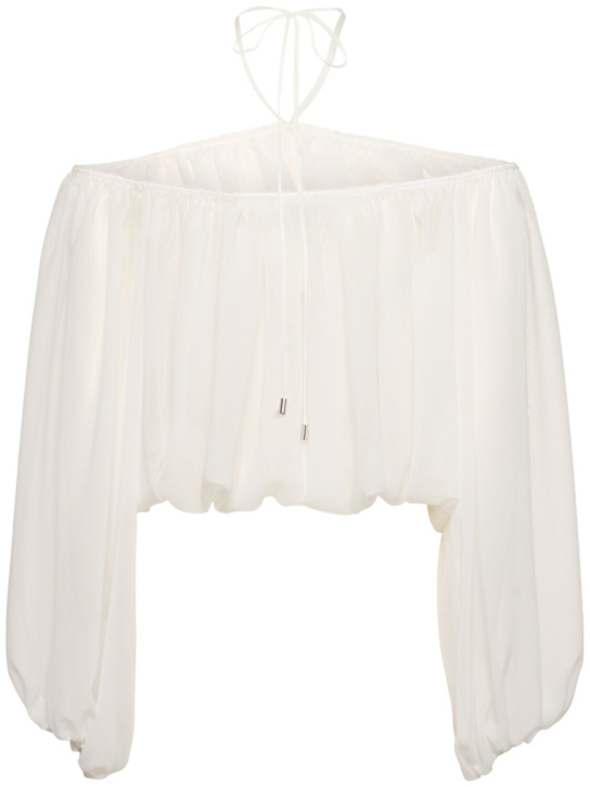 Blumarine: Georgette halter top - White - women_3 | Luisa Via Roma