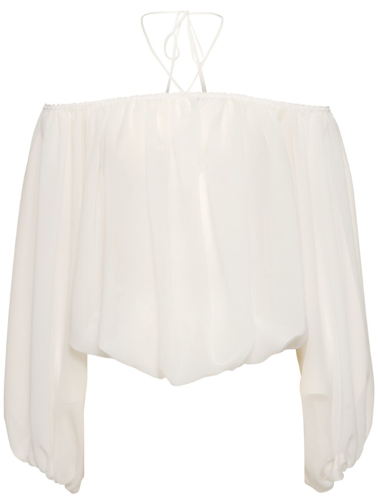 Blumarine: Georgette halter top - White - women_0 | Luisa Via Roma