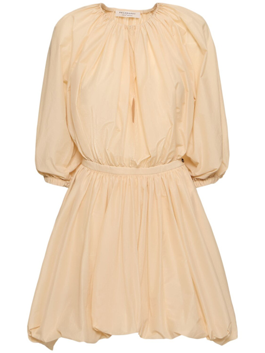 Draped cotton blend short dress - Thumbnail 1
