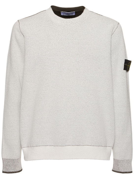 Stone Island: Crewneck cotton blend sweatshirt - men_0 | Luisa Via Roma