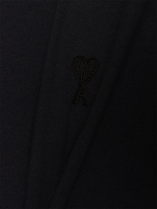AMI Paris: Logo棉质T恤 - 黑色 - men_4 | Luisa Via Roma