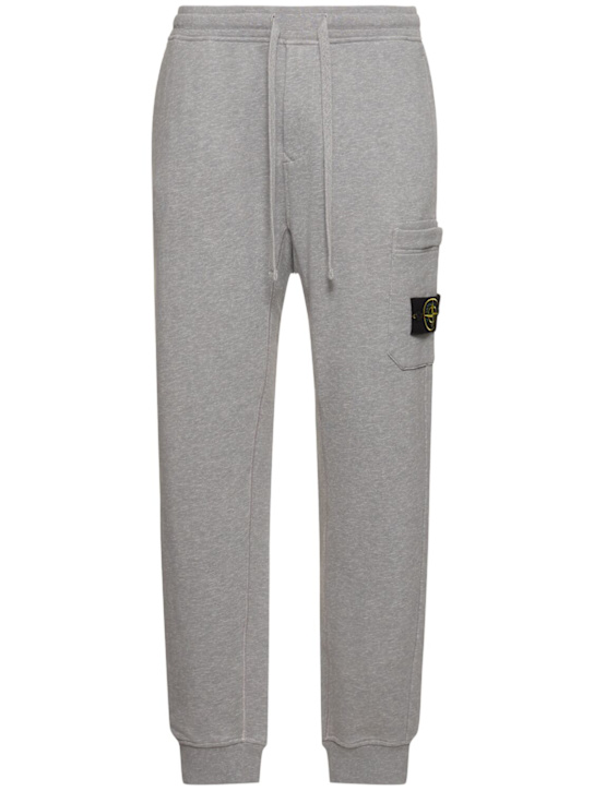 Stone Island: Pantalones deportivos de algodón - Gris Mezclado - men_0 | Luisa Via Roma