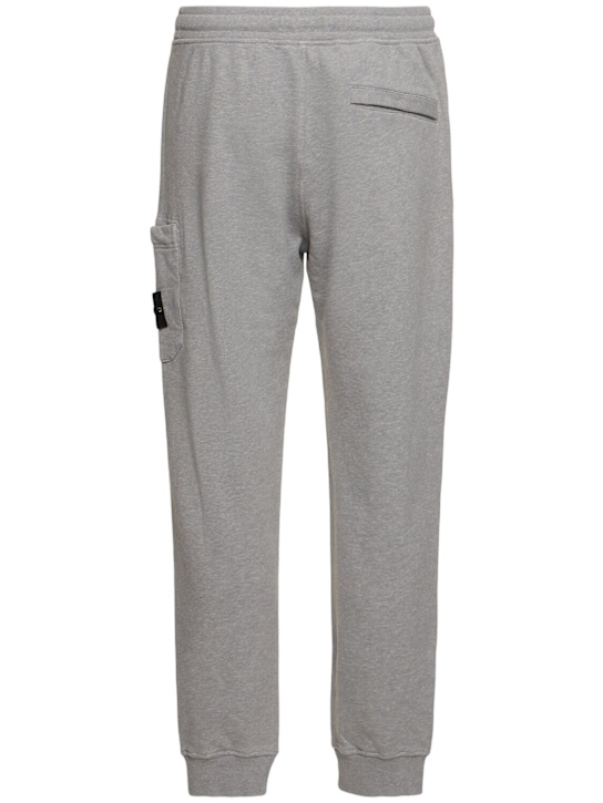 Stone Island: Pantalones deportivos de algodón - Gris Mezclado - men_1 | Luisa Via Roma