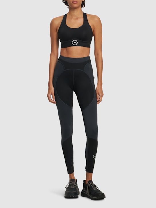 adidas By Stella McCartney: High support sports bra - Black/White - women_1 | Luisa Via Roma