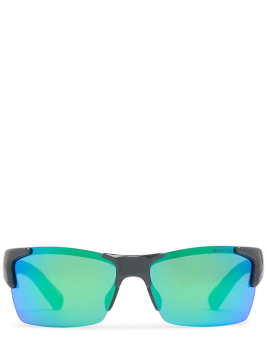 Moncler: Spectron rectangular sunglasses - Nero/Verde - women_0 | Luisa Via Roma