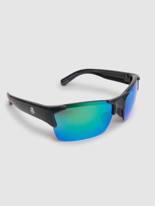 Moncler: Spectron rectangular sunglasses - Nero/Verde - women_1 | Luisa Via Roma