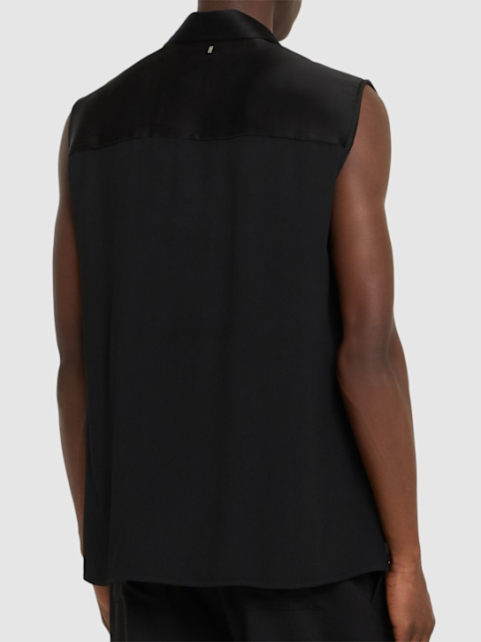 AMI Paris: Sleeveless viscose blend shirt - Black - men_2 | Luisa Via Roma