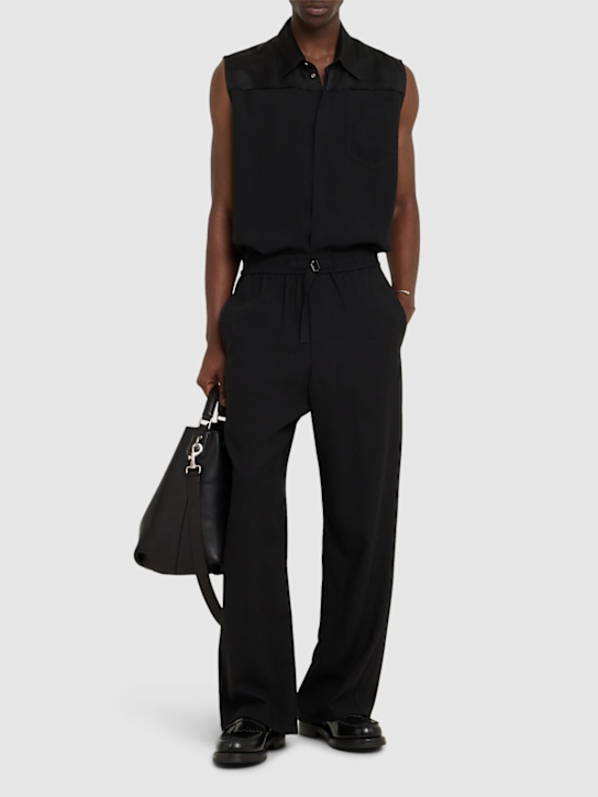 AMI Paris: Sleeveless viscose blend shirt - Black - men_1 | Luisa Via Roma