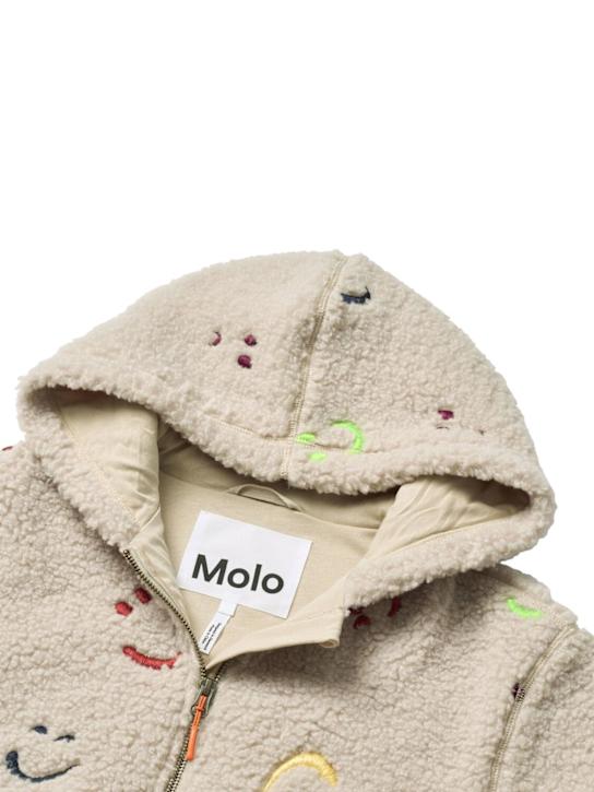 Molo: Poly teddy hooded jacket - Beige - kids-boys_1 | Luisa Via Roma
