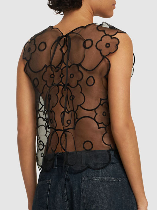 Cecilie Bahnsen: Alfie flower embroidered top - Black - women_2 | Luisa Via Roma