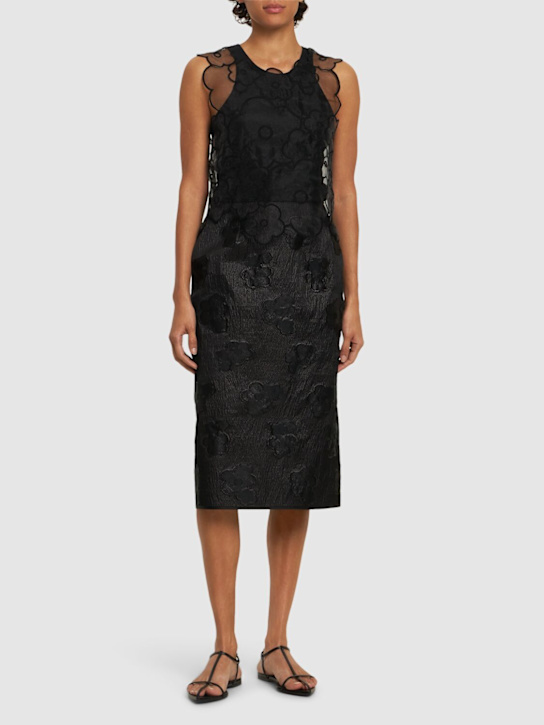 Cecilie Bahnsen: Allegra kumo fil-coupé midi skirt - Black - women_1 | Luisa Via Roma