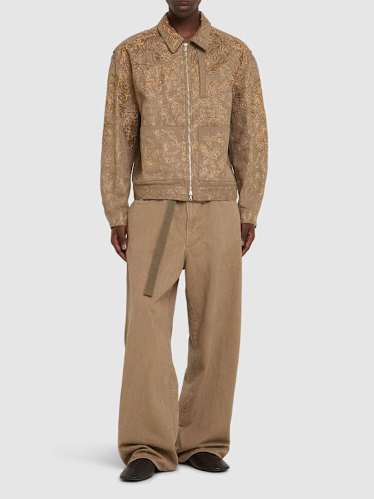 Dries Van Noten: Veper loose fit zipped jacket - Taupe - men_1 | Luisa Via Roma