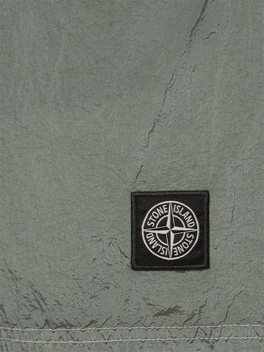 Stone Island: Logo patch shorts - Sage - men_3 | Luisa Via Roma