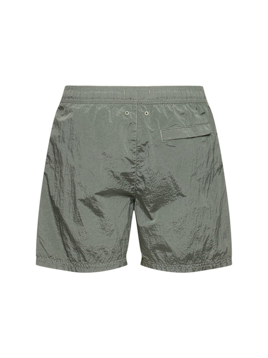 Stone Island: Logo patch shorts - Sage - men_2 | Luisa Via Roma