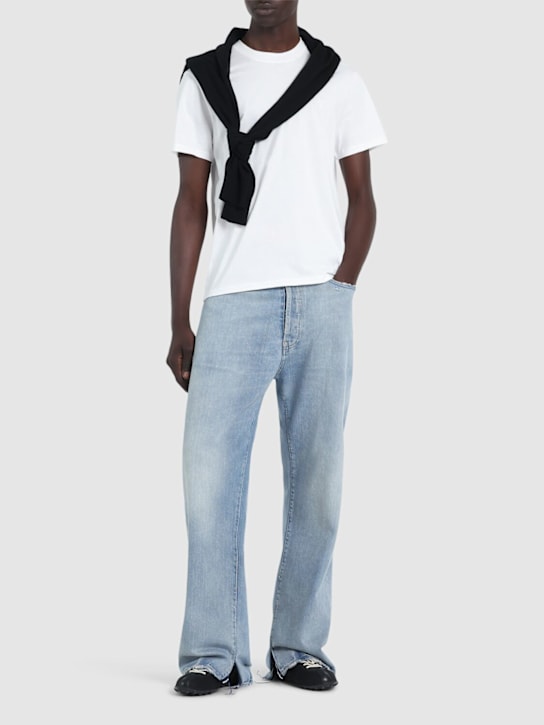AMI Paris: Logo cotton t-shirt - White - men_1 | Luisa Via Roma