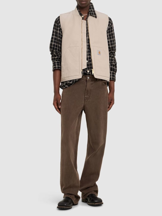 Carhartt WIP: Gilet Dearborn in tela - Dusky Beige - men_1 | Luisa Via Roma