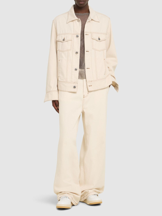 AMI Paris: Wide cotton fit jeans - White Cream - men_1 | Luisa Via Roma