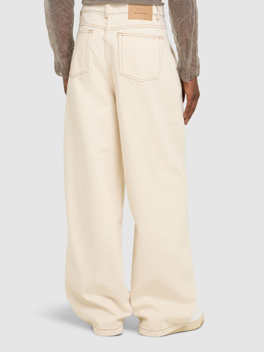 AMI Paris: Wide cotton fit jeans - White Cream - men_2 | Luisa Via Roma