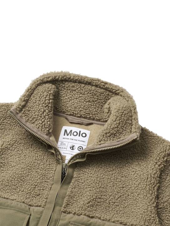 Molo: 再生聚酯毛绒夹克 - Military Green - kids-boys_1 | Luisa Via Roma