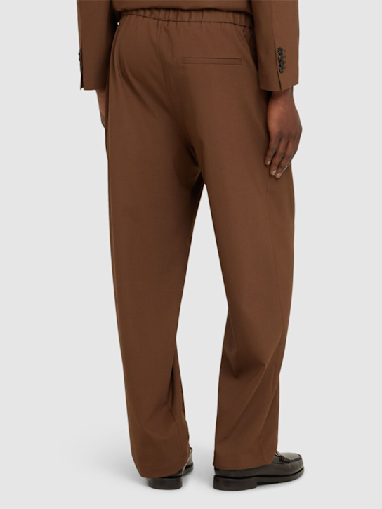 Seven Gauge: Pleated tropical wool blend pants - Brown - men_2 | Luisa Via Roma