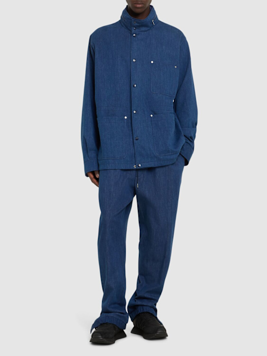 Moncler: Chesery denim field jacket - Blue - men_1 | Luisa Via Roma