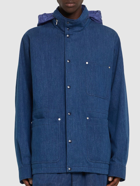 Moncler: Chesery denim field jacket - Blue - men_3 | Luisa Via Roma