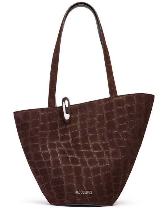 Jacquemus: Le Bambola Moyen embossed suede tote - women_0 | Luisa Via Roma