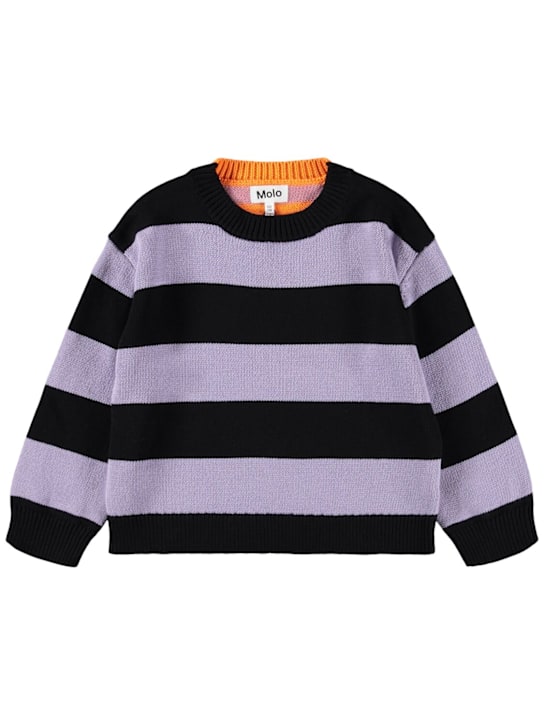 Molo: Suéter de punto de algodón con rayas - Multicolor - kids-girls_0 | Luisa Via Roma