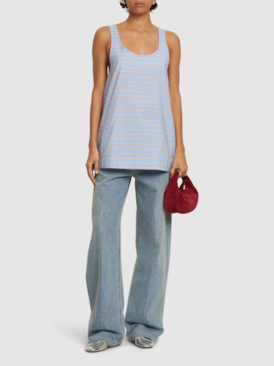 Striped cotton poplin tank top - Thumbnail 2