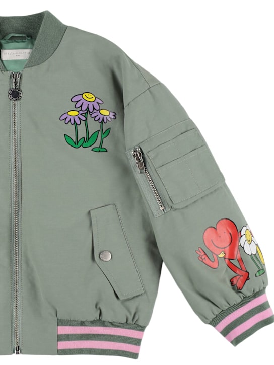 Stella McCartney Kids: Cotton blend bomber jacket - ミリタリーグリーン - kids-girls_1 | Luisa Via Roma