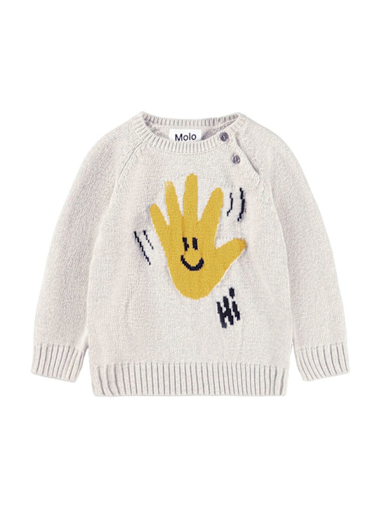 Molo: Cotton & wool knit sweater - ホワイト - kids-boys_0 | Luisa Via Roma