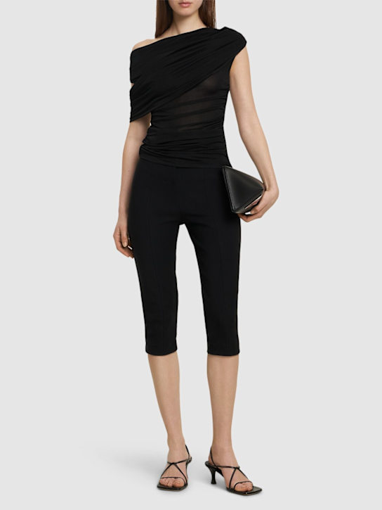 Draped jersey sablé top - Thumbnail 2