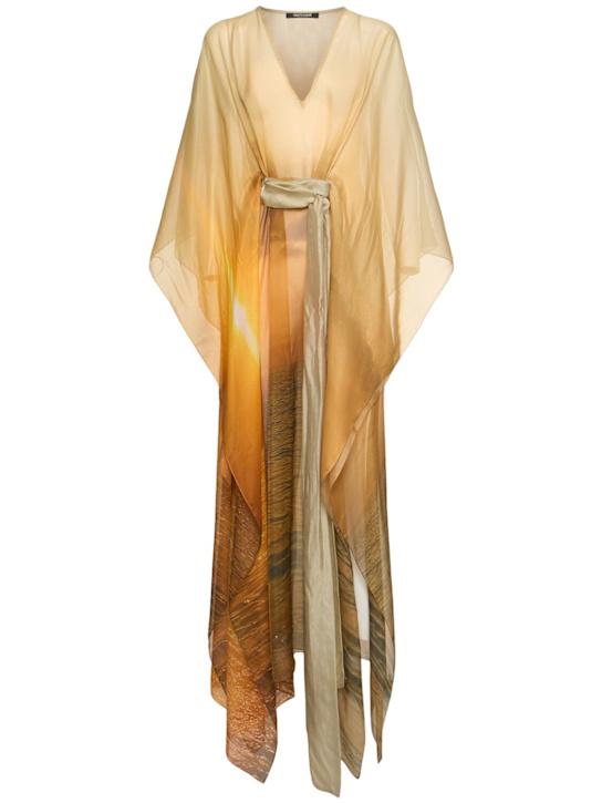Roberto Cavalli: Printed silk chiffon long caftan dress - women_0 | Luisa Via Roma