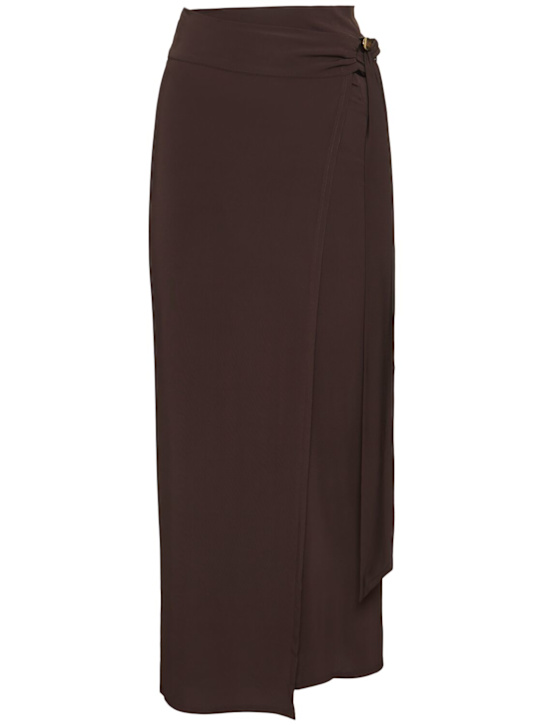Max Mara: Pevera crepe midi skirt - women_0 | Luisa Via Roma