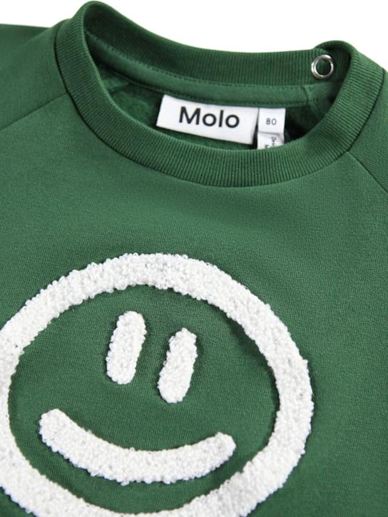 Molo: Smiley stretch cotton sweatshirt - グリーン - kids-boys_1 | Luisa Via Roma