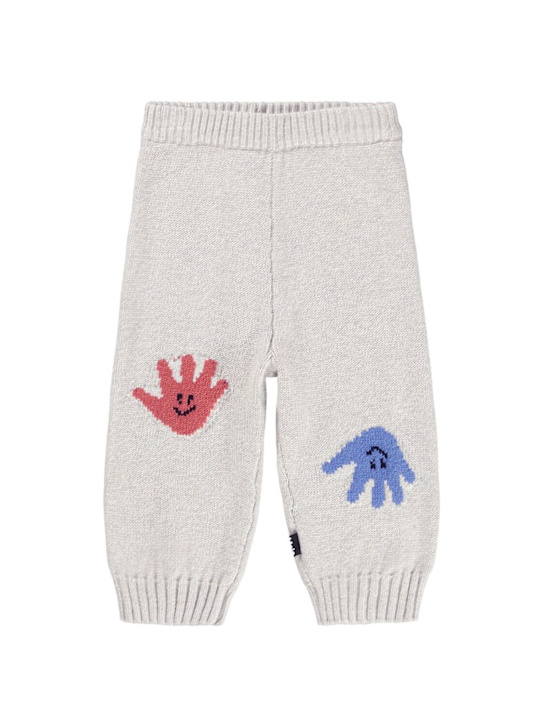 Molo: Cotton & wool knit pants - White - kids-boys_0 | Luisa Via Roma