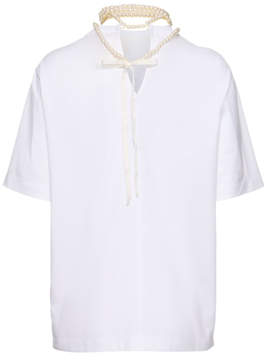 Carven: Jersey t-shirt  w/ back braid - women_3 | Luisa Via Roma