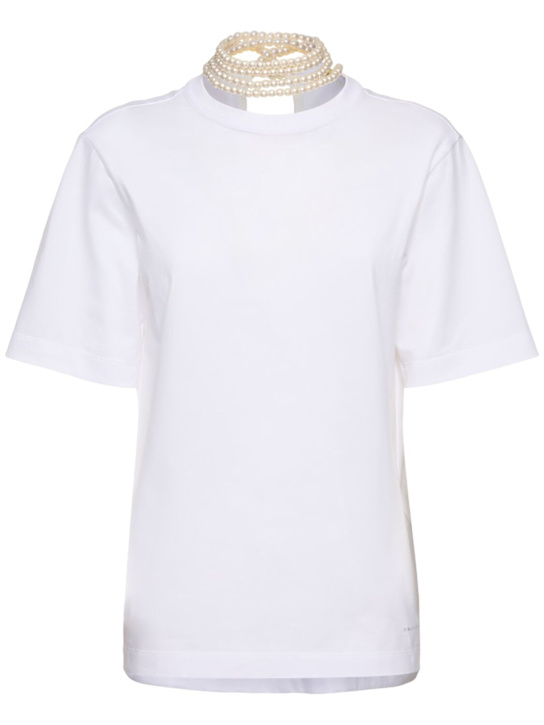 Carven: Jersey t-shirt  w/ back braid - women_0 | Luisa Via Roma