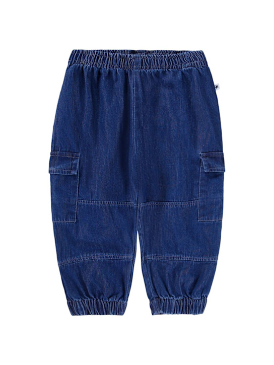 Molo: Cotton chambray cargo pants - Blue - kids-boys_0 | Luisa Via Roma
