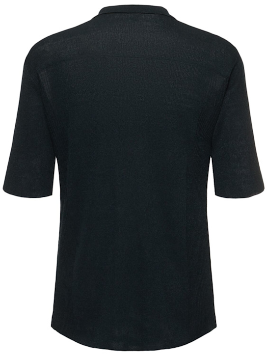 The Row: Reggie linen & viscose polo top - Petrol - men_3 | Luisa Via Roma